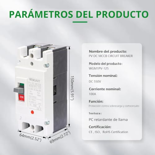 Evite averías en baterías con el disyuntor DC 2P 80A de caja moldeada 4