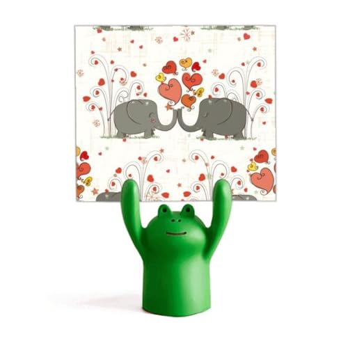 Porte-mémo gris en forme d'éléphant et grenouille pour bureau