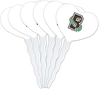GRAPHICS & MORE Brown University Secondary Logo Heart Love Cupcake Picks Toppers Decoration Set of 6