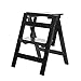 Drewniany stołek drabinkowy 2 stopnie Wielofunkcyjny składany stołek schodowy - Drabina z półkami Domowa biblioteka kuchenna, pojemność 150 kg (3 kolory) (kolor: biały) Drabina schodkowa (czarna)