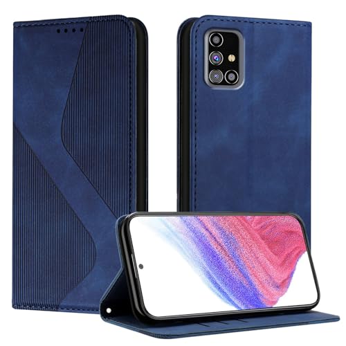 Mo-Somnus Funda para Samsung Galaxy M31S, Funda Carcasa de Cuero para Samsung M31S, Premium Cuero Billetera Flip Protectora Carcasa Magnético con Cáscara de TPU, Ranura para Tarjeta (Azul)