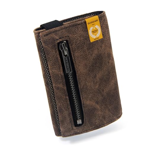GUGGIARI® Cartera Hombre Cuero de Calidad –Cartera Suave con Monedero, Billetera y Tarjetero   Billeteras, Cartera RFID Antirrobo   (Brown)
