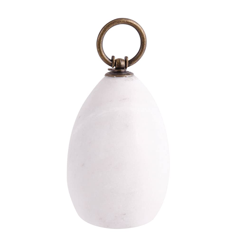 Dibor Black 2.2Kg White Marble Doorstop Weight With Distressed Brass Carrying Handle Door Stop (Ad78)