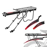 TGpao Bicycle Rear Rack with Fenders - Quick Release Aluminum Alloy Bike Carrier with 220LB Capacity & Full Coverage Mudguards(Color Random) for Mountain/Road Bikes (Package A)