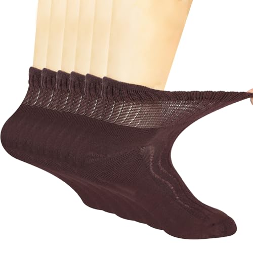 Image of +MD Bamboo Viscose Ankle Diabetic Socks for Men & Women, 6 Pairs, Soft Cushioned, Non-Binding Loose Top, Extra Wide