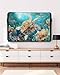 DOME-SPACE Marine Animal Sea Turtle Retro Outdoor TV Cover for Outside Flat Screen Televisions,Submarine Coral Starfish Weatherproof TV Screen Protector with Zipper for 60 to 65 Inch Screens