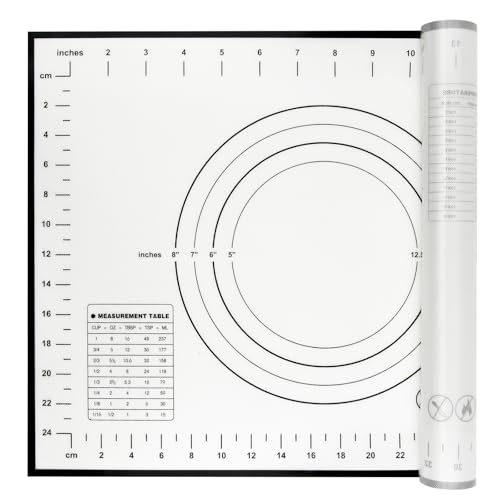 Yansumi Silicone Pastry Non Stick Baking mat with Measurement Fondant mat with Three Sizes for Silicone Baking mat, Counter mat, Dough Rolling mat,Fondant/Pie Crust mat (Black, 40×30cm)