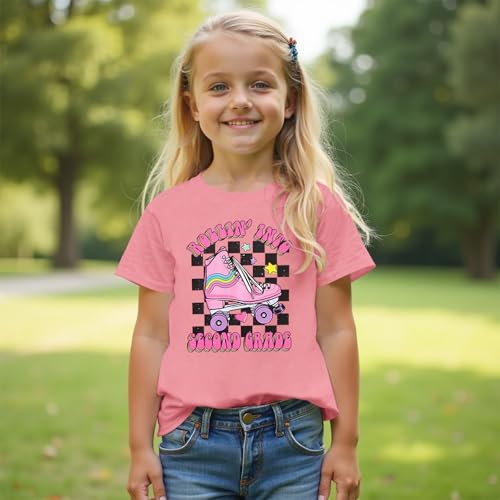 Image of SOFEON First Day of School Shirt for Girls Rollin' Into 1st /2nd /3rd Grade T-Shirt Back to School Skating Graphic Tees Tops