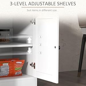 HOMCOM Sideboard Buffet Cabinet with Storage 48 Kitchen Storage Cabinet with 2 Drawers and 4 Barn Doors Farmhouse Coffee Bar Cabinet Buffet Table with Wood Grain Top White