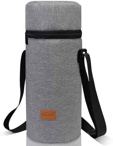 Aosbos Große Kühltasche für 1,5L Weinflasche Champagner Flaschenhalter mit verstellbarem Schultergurt für Picknick Camping Abend klassischer & Schlichter Stil Grau