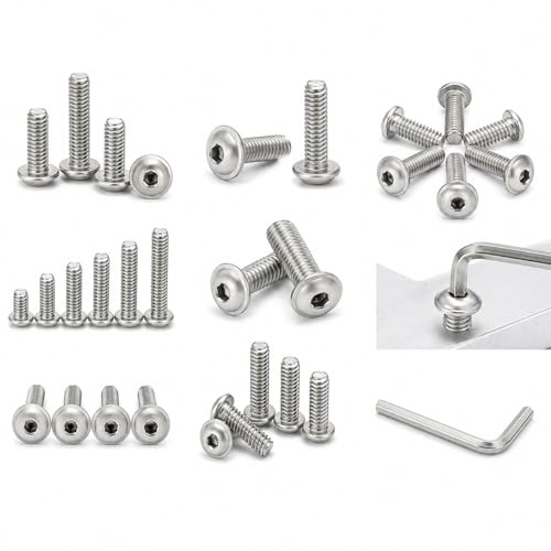 Image of By inchVP INDUSTRIES inch (Pcs-25) M6x12 mm Allen Button Nickel Flange Head Cap Screw High Tensile | Round Head Screw for Modular Furniture, Wooden Work, Electrical Fittings, DIY & Industrial Use