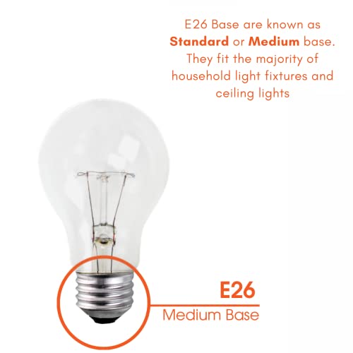 Xtricity A19 Clear Incandescent Rough Service Light Bulb, 40 Watt, Long Life - 10,000 Hours, 2700K Soft White, E26 Medium Base, 260 Lumens, 130V (6 Pack) #TOP3