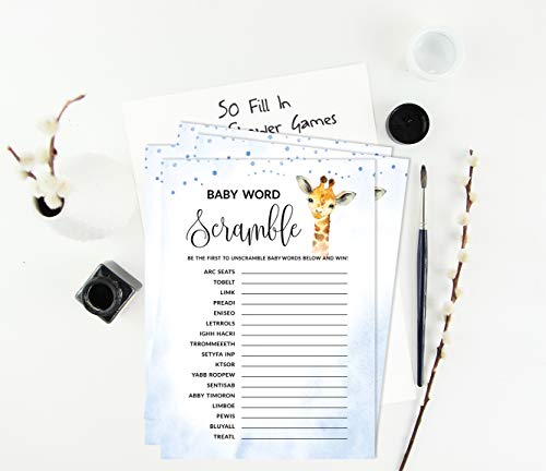 Inkdotpot Set Of 50 Baby Shower Word Scramble Game Cards Giraffe Jungle Animals Party Supplies Fun Baby Shower Game Favors - Image 4