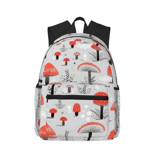 Sac à dos voyage champignons noir vintage grand format unique pour adulte portable