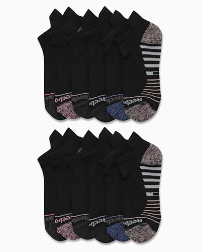 Image of Reebok Womens No Show Socks Moisture Wicking Cushion Low Cut Socks 12 Pack