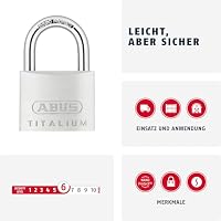 ABUS Vorhängeschloss Titalium 64TI/50 gl.-6511 - gleichschließend - Kellerschloss mit Schlosskörper aus Spezial-Aluminium - gehärteter Stahlbügel - ABUS-Sicherheitslevel 6 – Ansicht 2