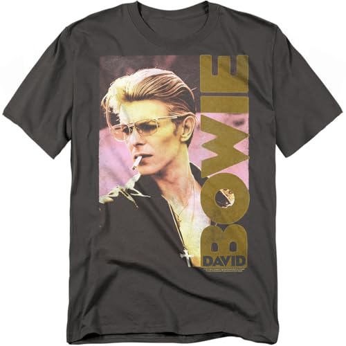Popfunk David Bowie Smoking Retro Music Legend T Shirt (X-Large) Charcoal