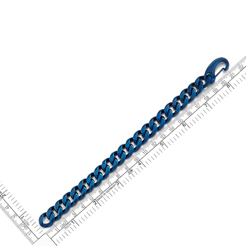 Pulsera de cadena cubana azul acero inoxidable satinado miniatura 4