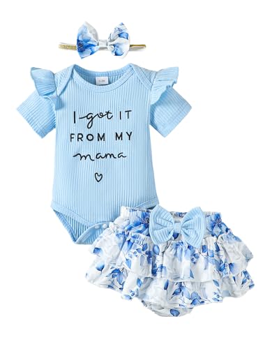 Image of Mioglrie Newborn Infant Baby Girl Clothes Romper Shorts Set Floral Summer Outfits Cute Baby Clothes Girl