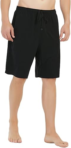 Miniatura 2 de U2SKIIN Paquete de 2 pantalones cortos de pijama para hombre, 100% algodón, pantalones ligeros con bolsillos, pantalones cortos de pijama suaves