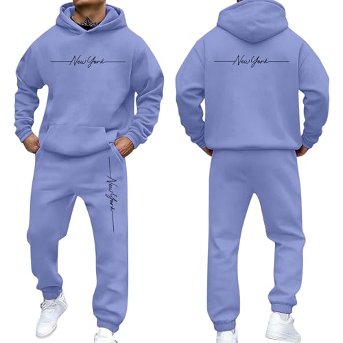 Survêtement streetwear homme ensemble deux pièces assorties avec sweat à capuche et jogging gris