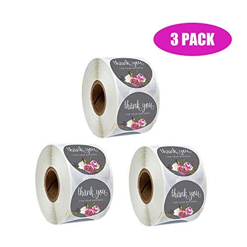 Coocnh - 500 pegatinas de papel kraft con etiquetas redondas de lámina dorada para tienda pequeña, hechas a mano Flor.