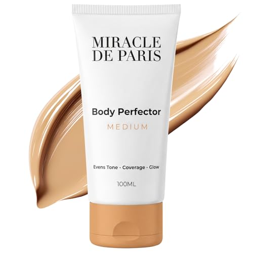 Miracle de Paris Body Perfector for Flawless Legs Waterproof Leg Body Makeup & Transfer-Proof Coverage to Conceal Veins & Spots with a Natural Glow for All Skin Types (Medium)