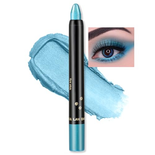 Erinde Lápiz De Sombra De Ojos Azul Brillante, Resistente Al Agua Y Larga Duración, Lápiz De Ojos Azul Perlado Crema Crayon, Lápiz De Maquillaje De Ojos De Altamente Pigmento Metá