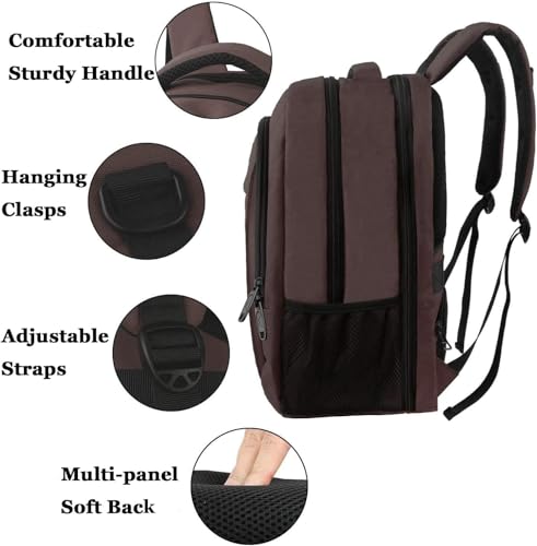 Image of MATEIN Laptop Backpack, Extra Large TSA Friendly 17.3 Inch Travel Computer Backpack with USB Charging Port, Anti Theft Carry On Flight Approved Business Work College Backpack Bag for Men Women, Brown