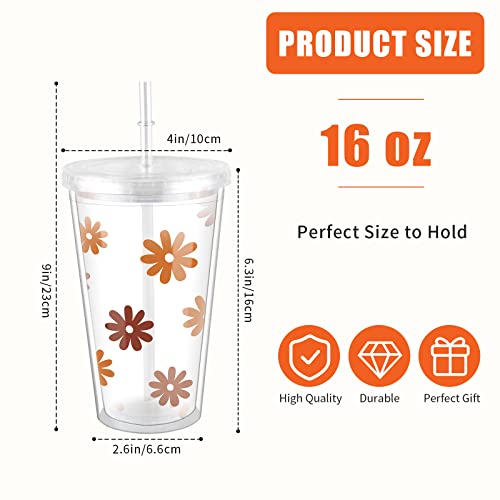 Dlugopis 16 Oz Boho Plastic Tumbler Cups Plastic Drinking Glass With Straw And Lid Double Walled Insulated Clear Cup Reusable Cute Tumblers For Women Keeps Drinks Cold & Hot (B(1 Pc)) #TOP1