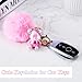 HONYJOOM Teddy Bear Keychain for Women, Cute Pink Puff Ball Fluffy Key Chain, Purse Charms for Handbags & Car Keychain Accessories(Pink)