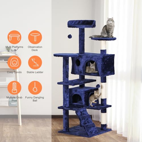 Torre para gatos multi-nivel de 54 pulgadas con rascadores miniatura 5