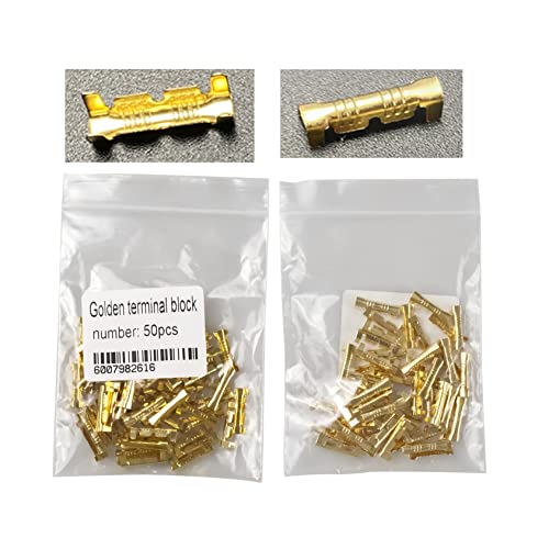 ZYYXB Cosse electriques Laiton Bullet Connecteurs Kit de connecteurs à cosse Fil 0.3 1.5mm bornes à sertir Fil Double U Forme Fil à sertir bornier connecteur cosse Femelle,50 pièces Cover