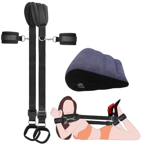 BDSM Sex Restraint Bondage Handcuffs Kit - Adult Sex Toys Adjustable Size Wrist Leg Straps Ankle Set with Inflatable Cushion, SM Slave Stimulation Adult Sex Toys & Games for Couples Play