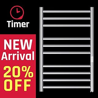 BEE.TECH Towel Warmer 10 Bar Electric Heated Towel Rack Wall Mount Plug-in/Hardwired Heated