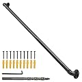 Elibbren 3.3FT Pipe Handrail, Metal Sturdy Load-Bearing Capacity, Non-Slip and Rust Resistant Stair Railing, Suitable for Indoor Stairs Hospitals Bathrooms Outdoors Yards, Black