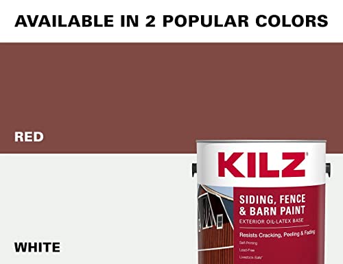 Kilz Siding, Fence, And Barn Paint, Exterior, White, 1 Gallon #TOP5