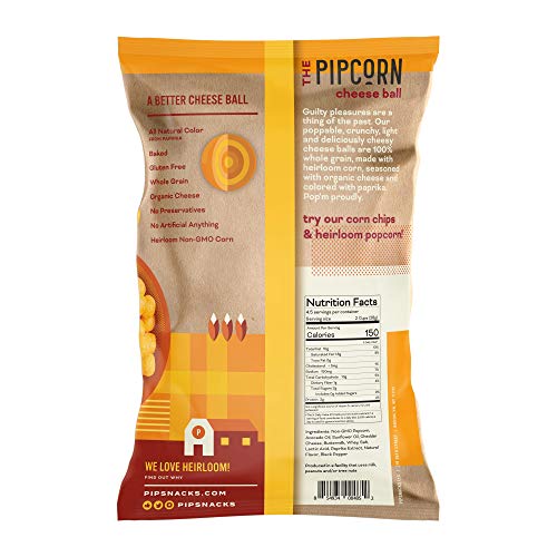 Pipcorn, Heirloom Cheese Balls Cheddar, 4.5 Ounce