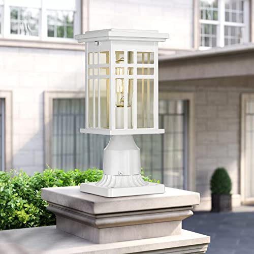 Zeyu 2 Pack Outdoor Post Lights - Farmhouse Lamp Post Light Fixtures Column Lights With Clear Glass Shade, White Finish, 20068-P-2Pk Wh #TOP1