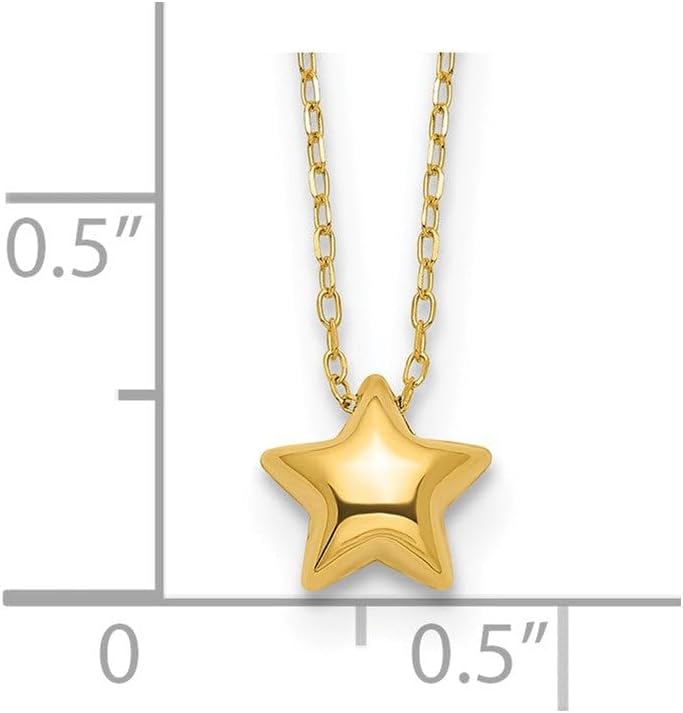 Jewelry Affairs 14k Yellow Gold High Polished Puffed Star Pendant Necklace, 16.5 Inches
