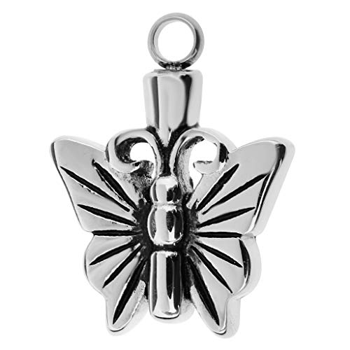 Esquirla Pingente de aço inoxidável com suporte de cinzas borboleta para urna memorial cremação joia
