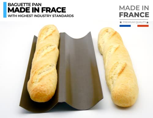 Ico Baguette Pan - 15"X6" French Bread Baking Pan, Made In France, 2-Loaf Steel Nonstick French Bread Pan Coated With Ceramic-Reinforced Dual Coating #TOP1