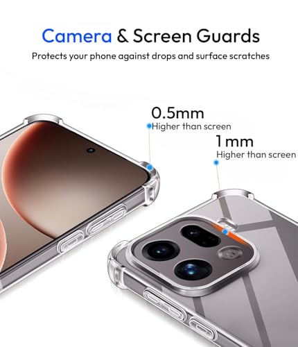 Image of KAPAVER Essential Back Cover Case Compatible with Oppo Find X9 Pro (PC+TPU) (Oppo Find X9 Pro - Clear)
