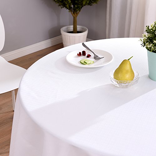Highfly Linen Round Tablecloth 47 Inch Waterproof And Stain Resistant White Table Cloth For Home Party Coffee Bar #TOP4