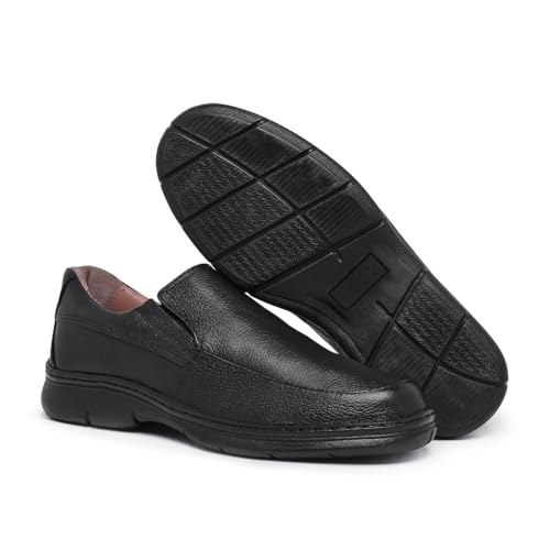 Sapato Ortopédico Conforto Masculino Social Antistress em Couro (Preto, BR, Adulto, Numérico, 40)