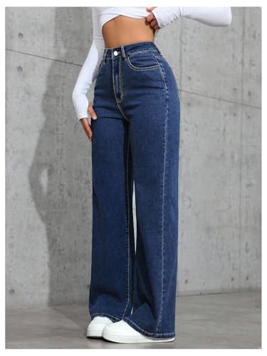 Floerns Women's Y2k Denim Pants High Waisted Straight Leg Stretchy Streetwear Jeans3