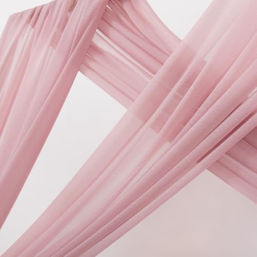 Image of MLMC Dusty Rose Wedding Arch Draping Fabric 4 Panels 29 inch x 20 FT Extra Long Gauze Drapes Sheer Backdrop Curtains 6.6 Yards Outdoor Drapery Panels for Wedding Ceremony Party Ceiling Decoration