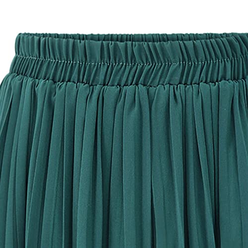 Uillui Women Chiffon Crop Culottes Plus Size Pleated Wide Leg Palazzo Dress Pants High Waist Loose Summer Casual Flowy Pants3