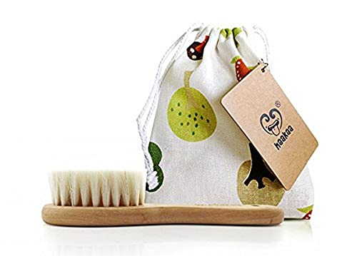 Image of Haakaa Wooden Baby Hairbrush with Natural Goat Wool Bristles 1 pk