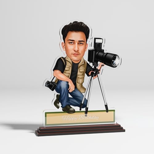 Image of SAVRI Personalized Acrylic Caricature for Photographer - Custom Photo Gift (6x8 inches) - Unique Photography Lover Gift, Photo Studio Decor, Birthday & Special Occasion Gift for Photographers